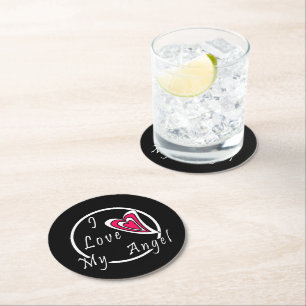I love my Angel Round Paper Coaster