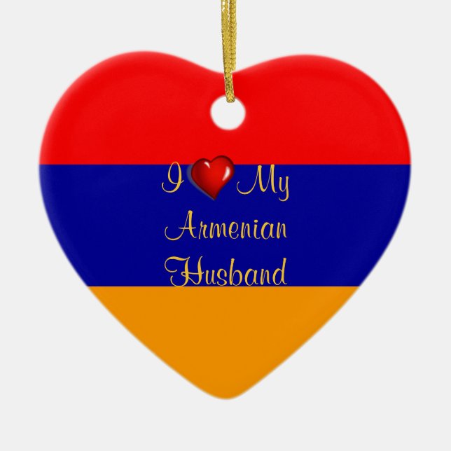 I Love My Armenian Husband Ceramic Tree Decoration (Front)