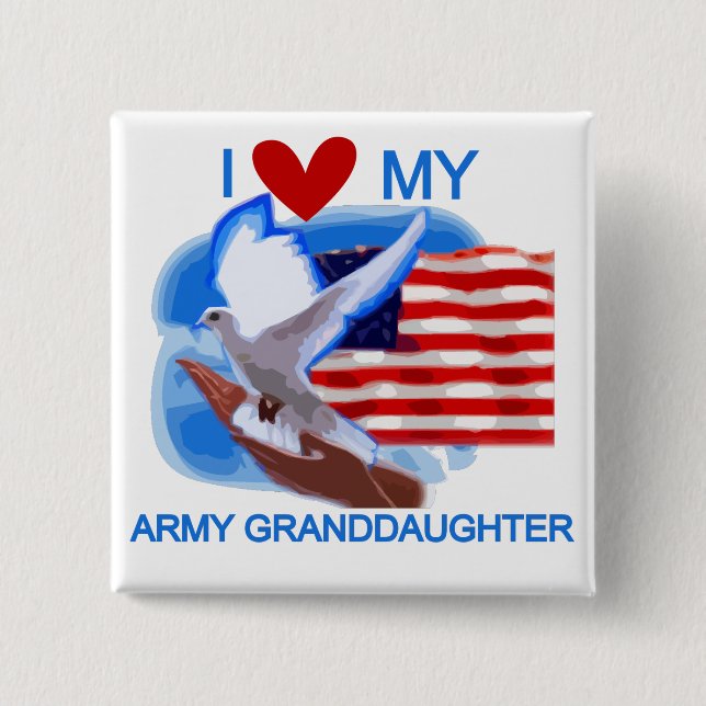 I Love My Army Granddaughter Tshirts and Gifts 15 Cm Square Badge (Front)