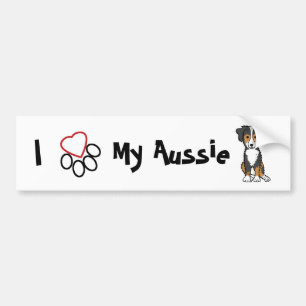 I Love My Aussie Bumper Sticker
