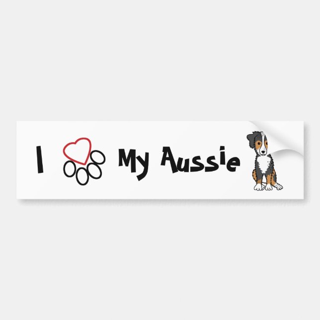 I Love My Aussie Bumper Sticker (Front)