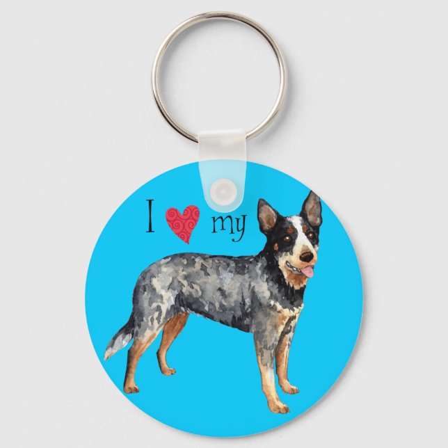 I Love my Australian Cattle Dog Key Ring (Front)