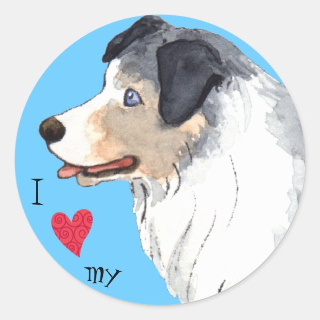 I Love my Australian Shepherd Classic Round Sticker (Front)