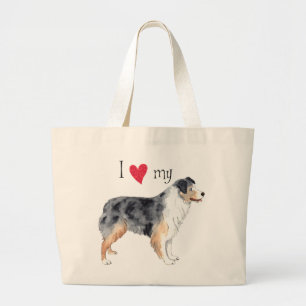 I Love my Australian Shepherd Large Tote Bag