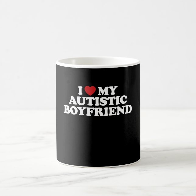 I Love My Autistic Boyfriend I Heart Groovy Coffee Mug (Center)