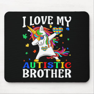 I Love My Autistic Brother Autism Awareness Day Un Mouse Pad