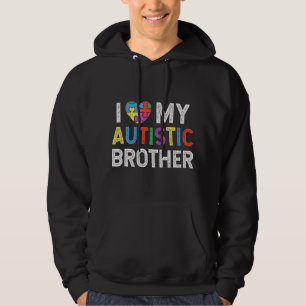 I Love My Autistic Brother Autism Awareness Heart Hoodie