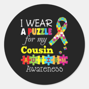 I Love My Autistic Cousin Autism Awareness Day Rai Classic Round Sticker