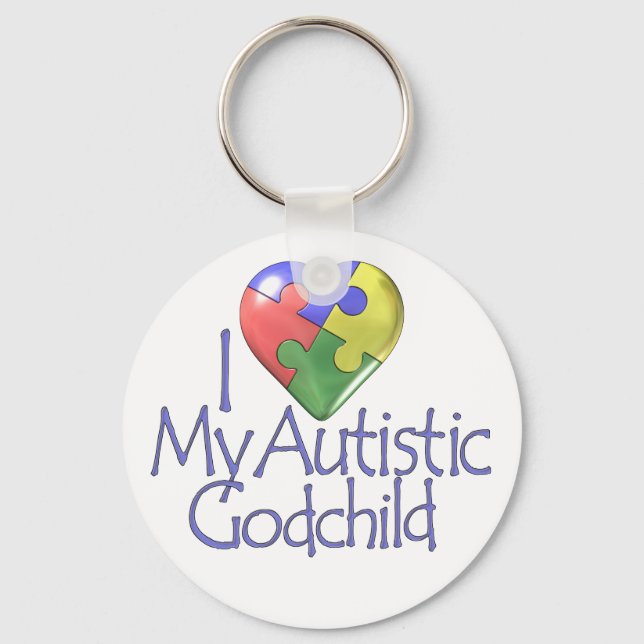 I Love My Autistic Godchild Key Ring (Front)