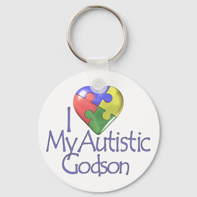 I Love My Autistic Godson Key Ring (Front)