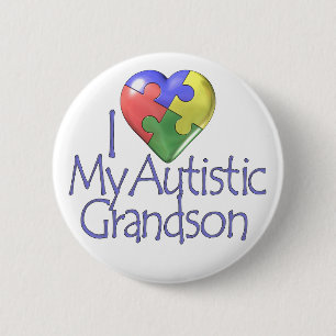 I Love My Autistic Grandson 6 Cm Round Badge
