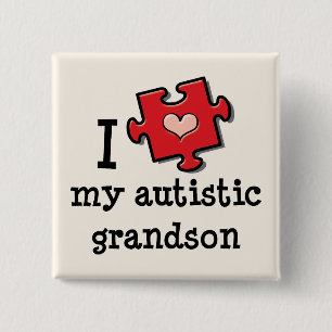 I Love My Autistic Grandson Autism Pin