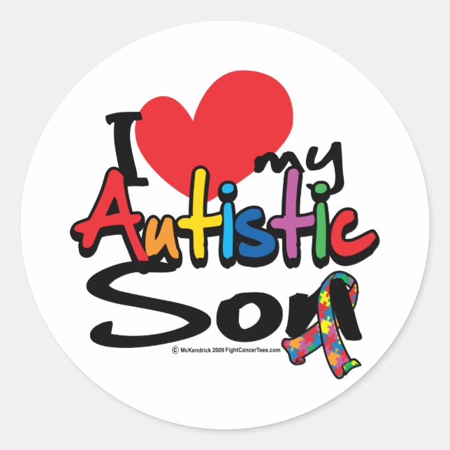 I Love My Autistic Son Classic Round Sticker (Front)