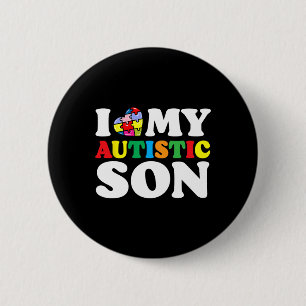 I Love My Autistic Son Puzzle Piece Autism Men Wom 6 Cm Round Badge