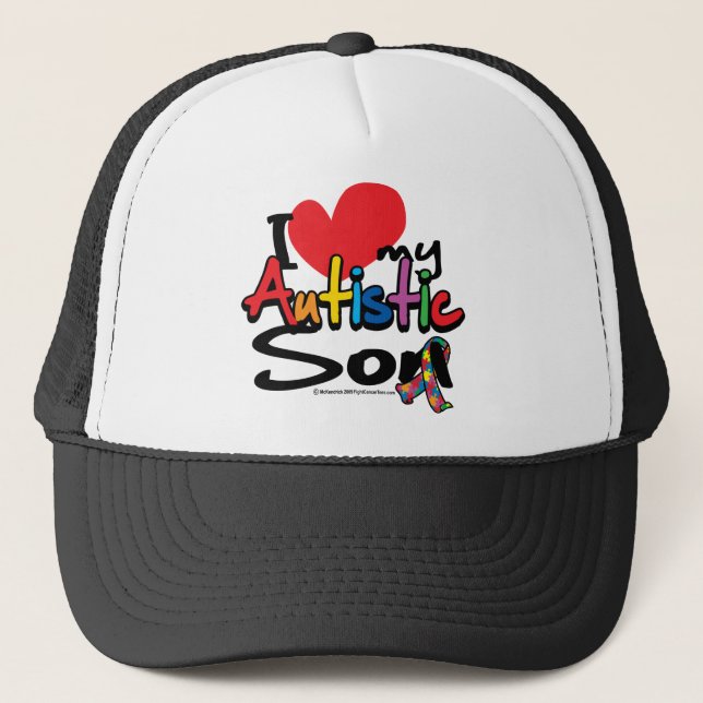 I Love My Autistic Son Trucker Hat (Front)