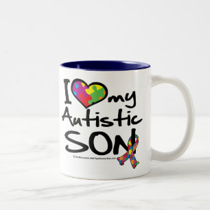 I Love My Autistic Son Two-Tone Coffee Mug