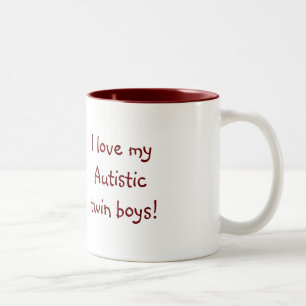 I love my Autistic twin boys! Two-Tone Coffee Mug