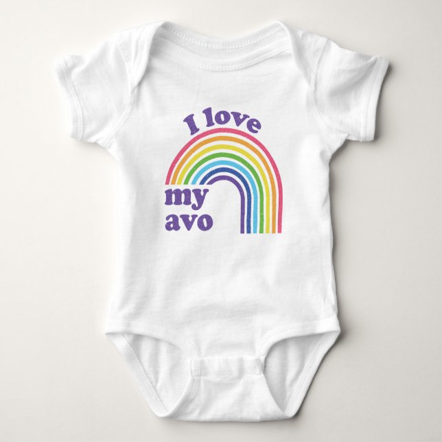 I Love My Avo - Cute Rainbow  Baby Bodysuit (Front)