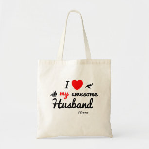 "I love my awesome Husband" Valentine's Day Gift Tote Bag