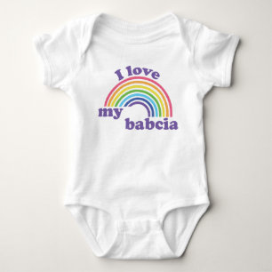 I Love My Babcia - Cute Rainbow  Baby Bodysuit