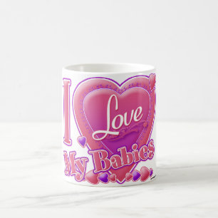 I Love My Babies pink/purple - hearts Coffee Mug