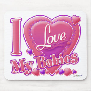 I Love My Babies pink/purple - hearts Mouse Pad