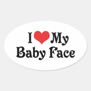 I Love My Baby Face Oval Sticker