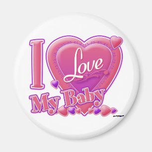 I Love My Baby pink/purple - hearts Magnet