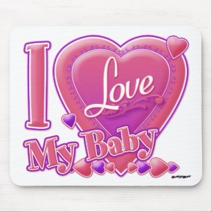 I Love My Baby pink/purple - hearts Mouse Pad