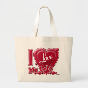 I Love My Baby red - heart Large Tote Bag