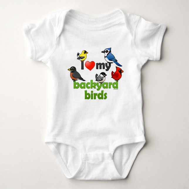 I Love My Backyard Birds Baby Bodysuit (Front)