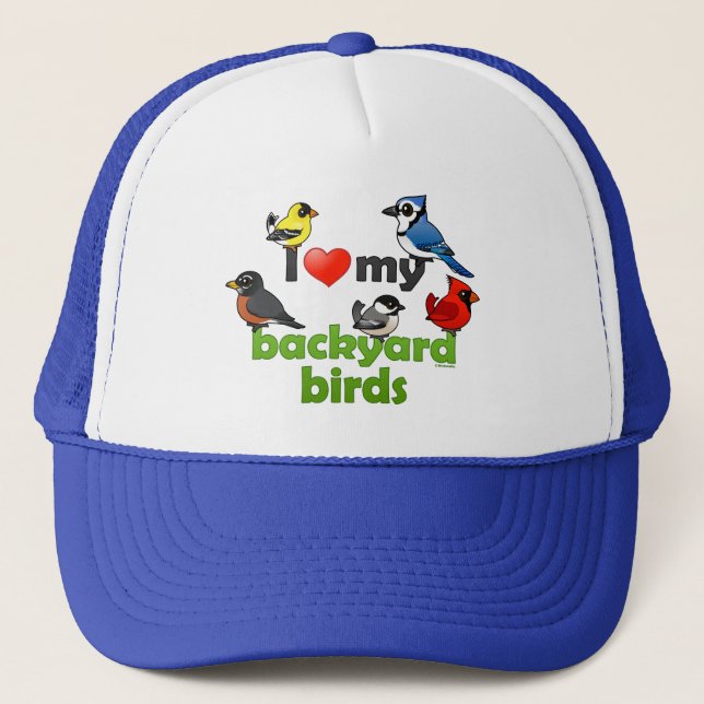 I Love My Backyard Birds Trucker Hat (Front)