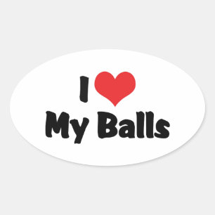 I Love My Balls Oval Sticker