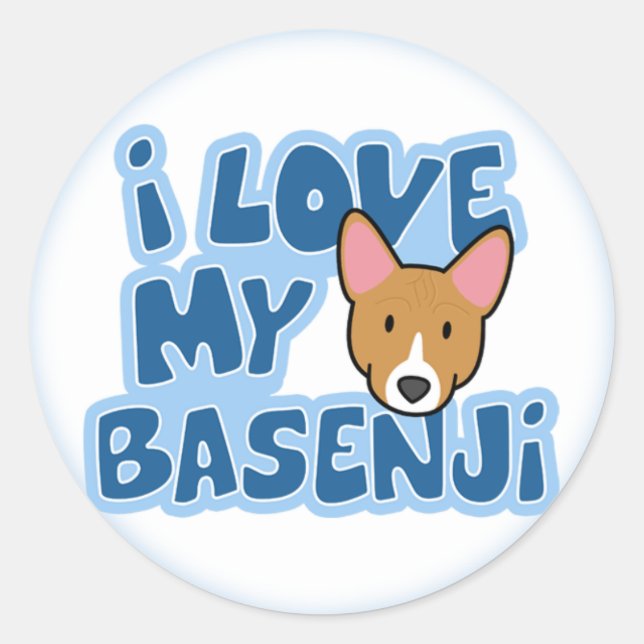 I Love My Basenji Stickers (Front)