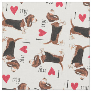 I Love my Basset Hound Fabric