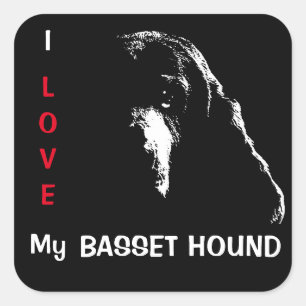 I Love My Basset Hound Square Sticker