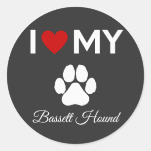 I love my Bassett Hound dog custom text Classic Round Sticker