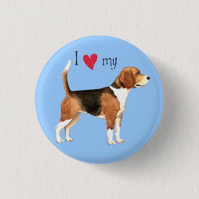 I Love my Beagle 3 Cm Round Badge (Front)