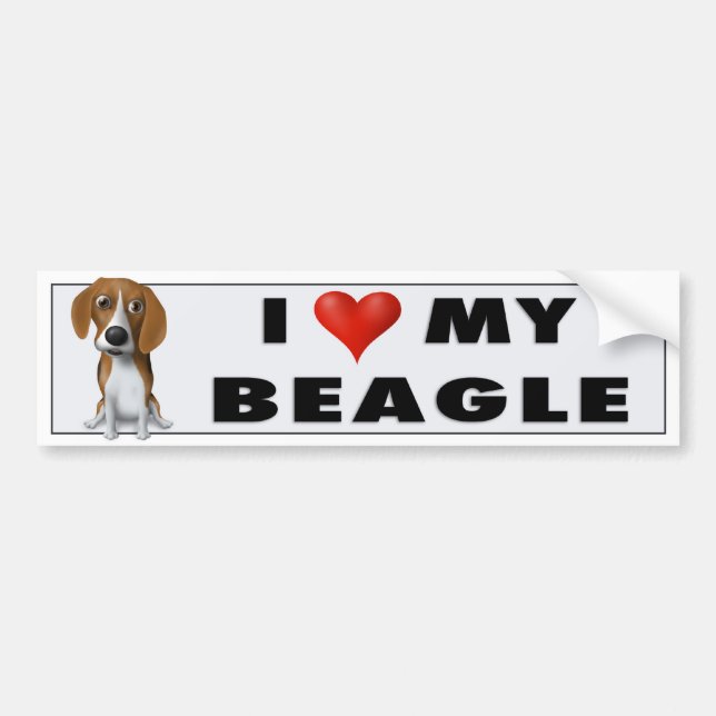 I Love My Beagle BEA1 Bumper Sticker (Front)