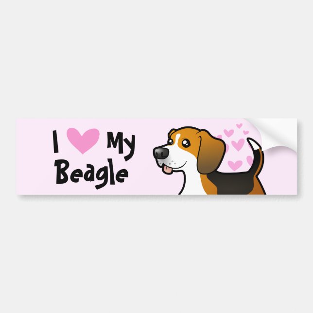 I Love My Beagle Bumper Sticker (Front)