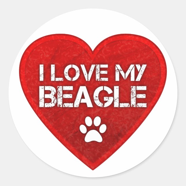 I Love my Beagle Classic Round Sticker (Front)