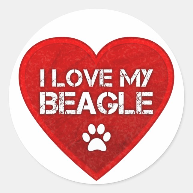 I Love my Beagle Classic Round Sticker (Front)