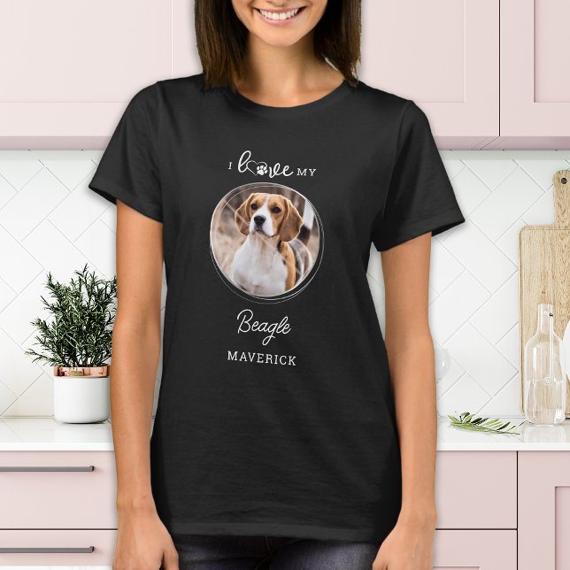I Love My Beagle Custom Cute Pet Dog Photo T-Shirt (Creator Uploaded)