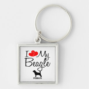 I Love My Beagle Custom Keychain