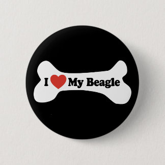 I Love My Beagle - Dog Bone 6 Cm Round Badge