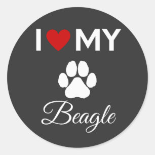 I love my Beagle dog custom text Classic Round Sticker