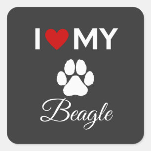 I love my Beagle dog custom text Square Sticker