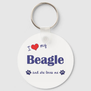 I Love My Beagle (Female Dog) Key Ring