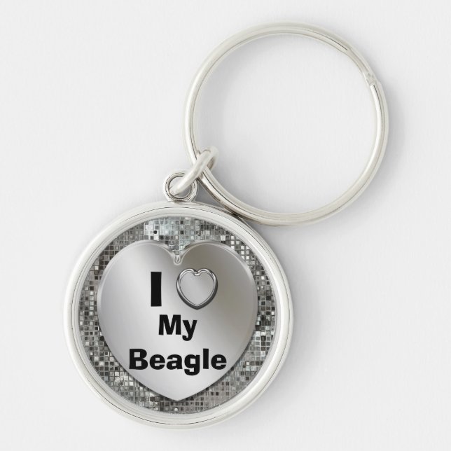 I Love My Beagle Heart Keychain (Front)