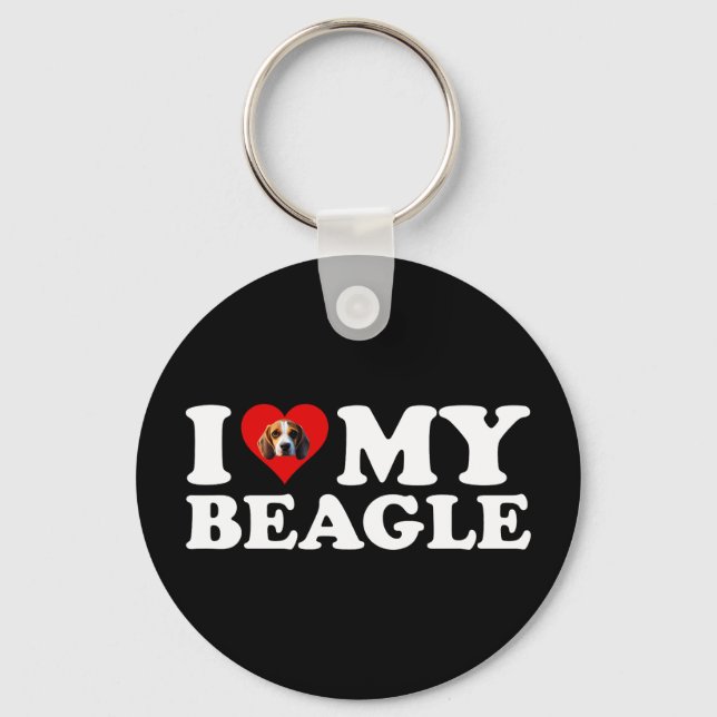 I Love My Beagle Key Ring (Front)